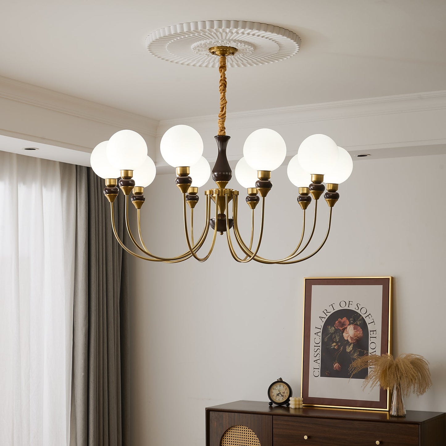 Helena Curve Chandelier - Elegant Design with Adjustable Height & LED