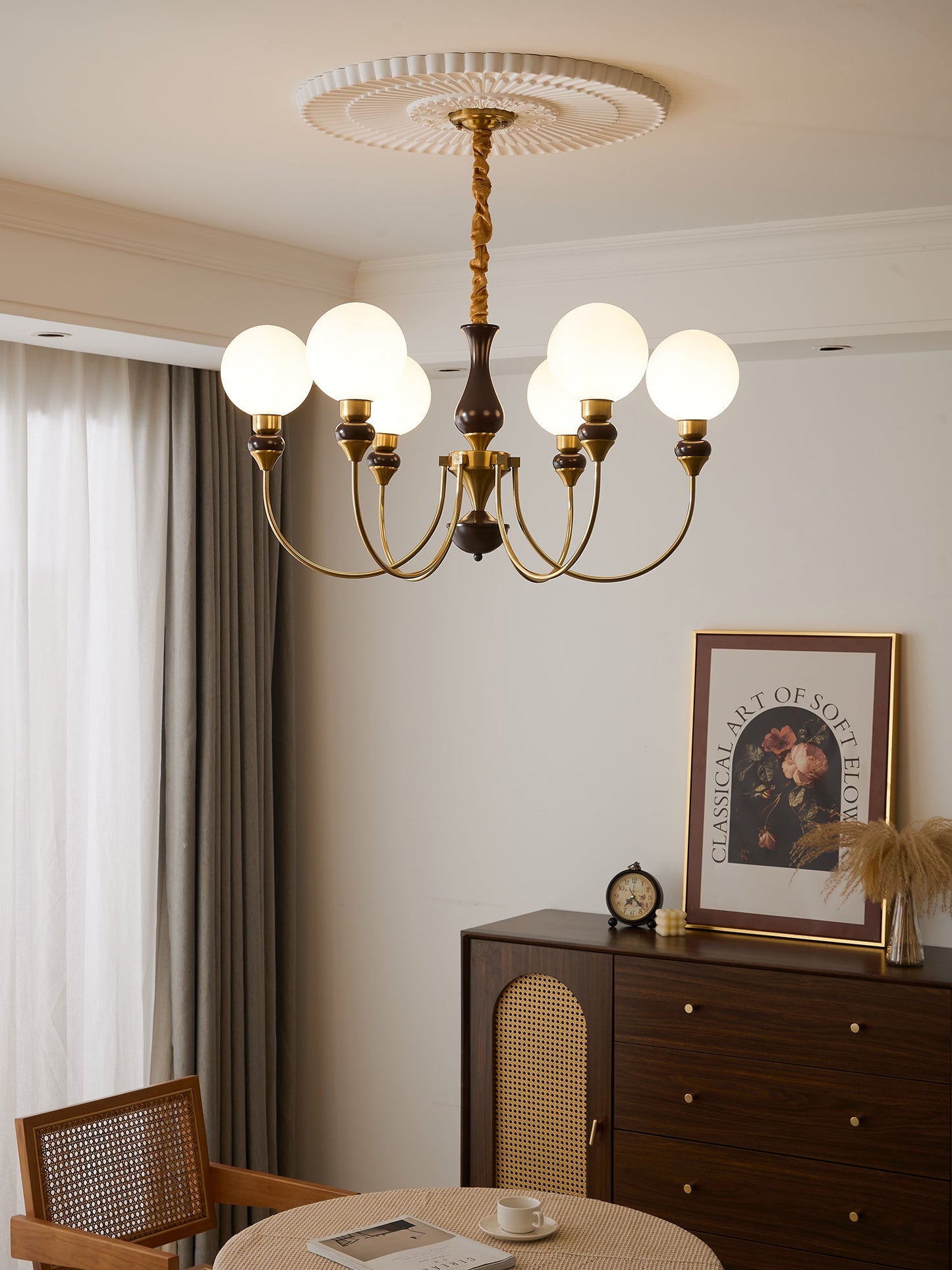 Helena Curve Chandelier - Elegant Design with Adjustable Height & LED