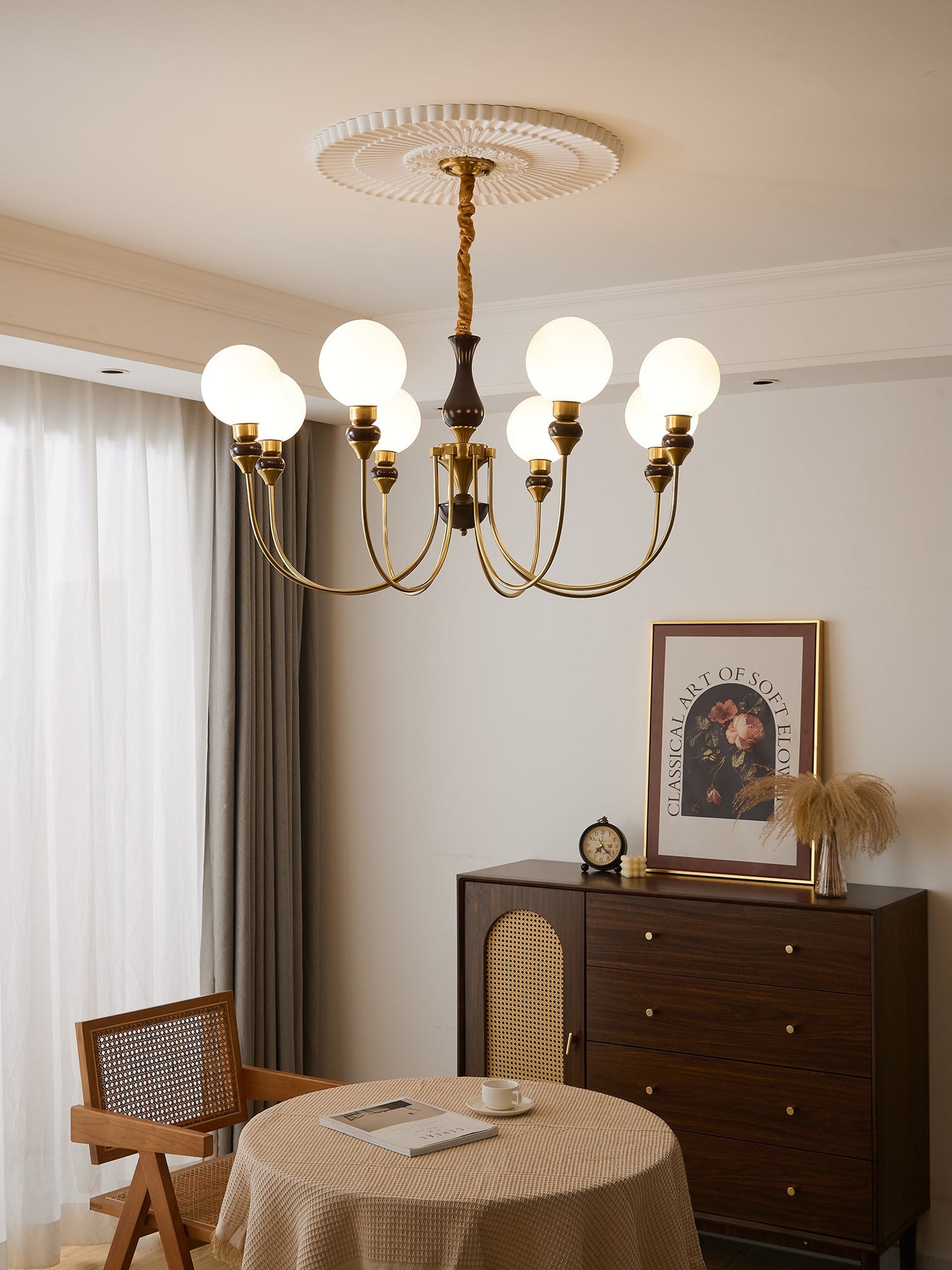 Helena Curve Chandelier - Elegant Design with Adjustable Height & LED