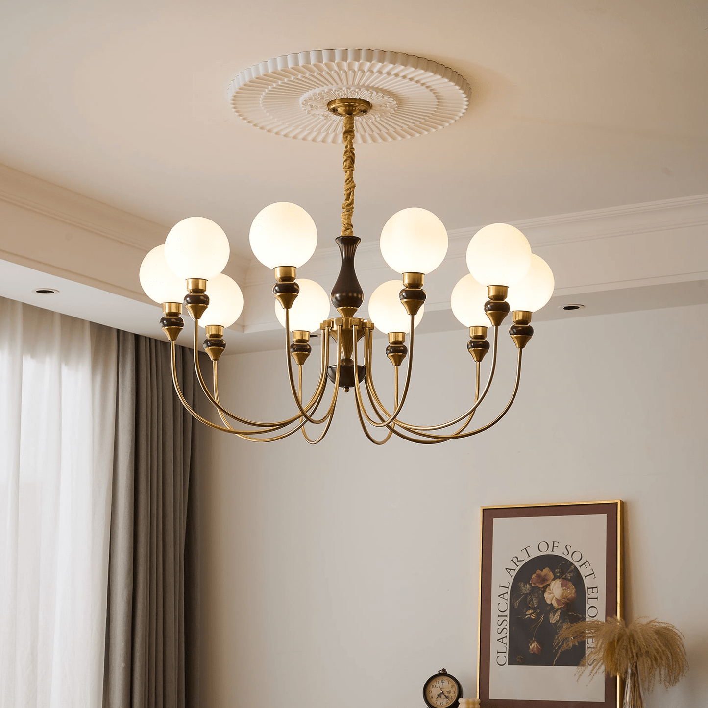 Helena Curve Chandelier - Elegant Design with Adjustable Height & LED