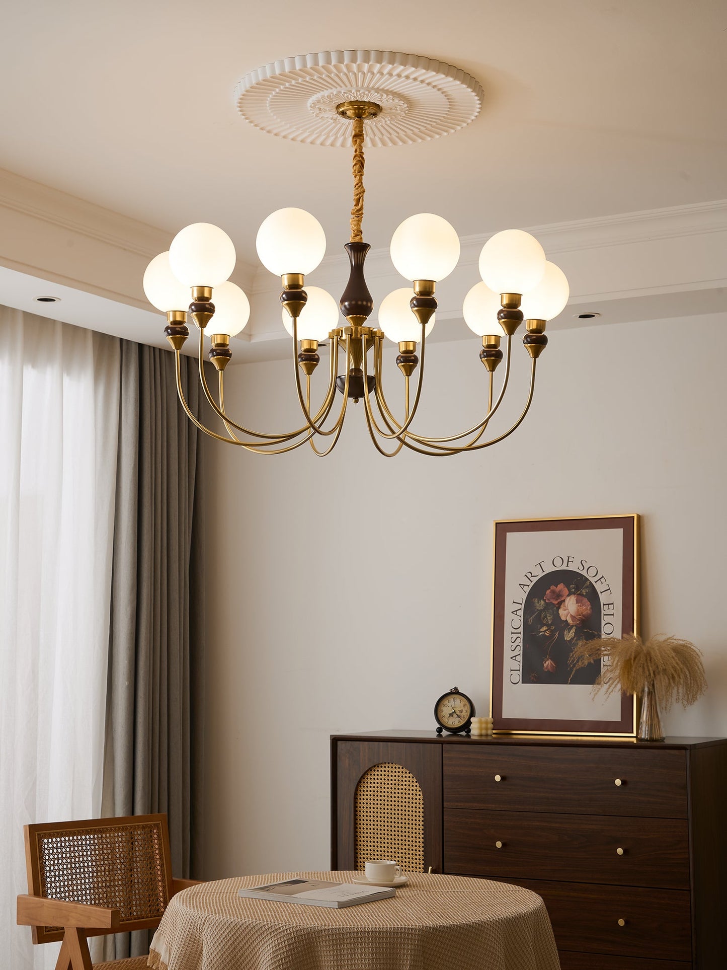 Helena Curve Chandelier - Elegant Design with Adjustable Height & LED