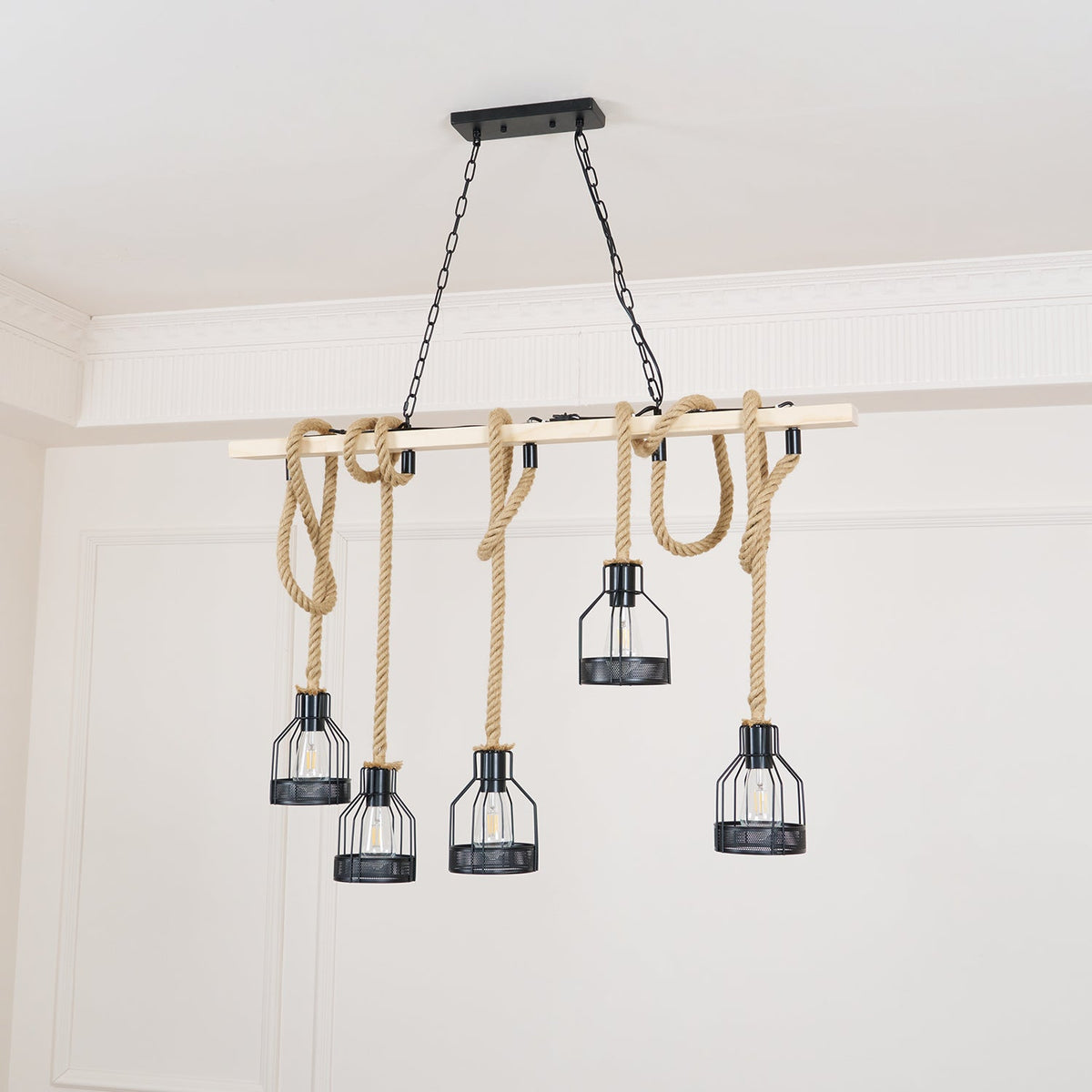 Hemp Rope Industrial Grenade Chandelier Position 13