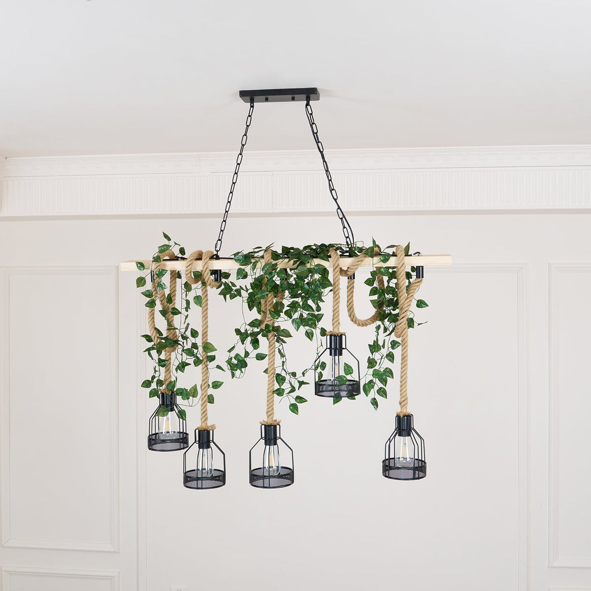 Hemp Rope Industrial Grenade Chandelier Position 12