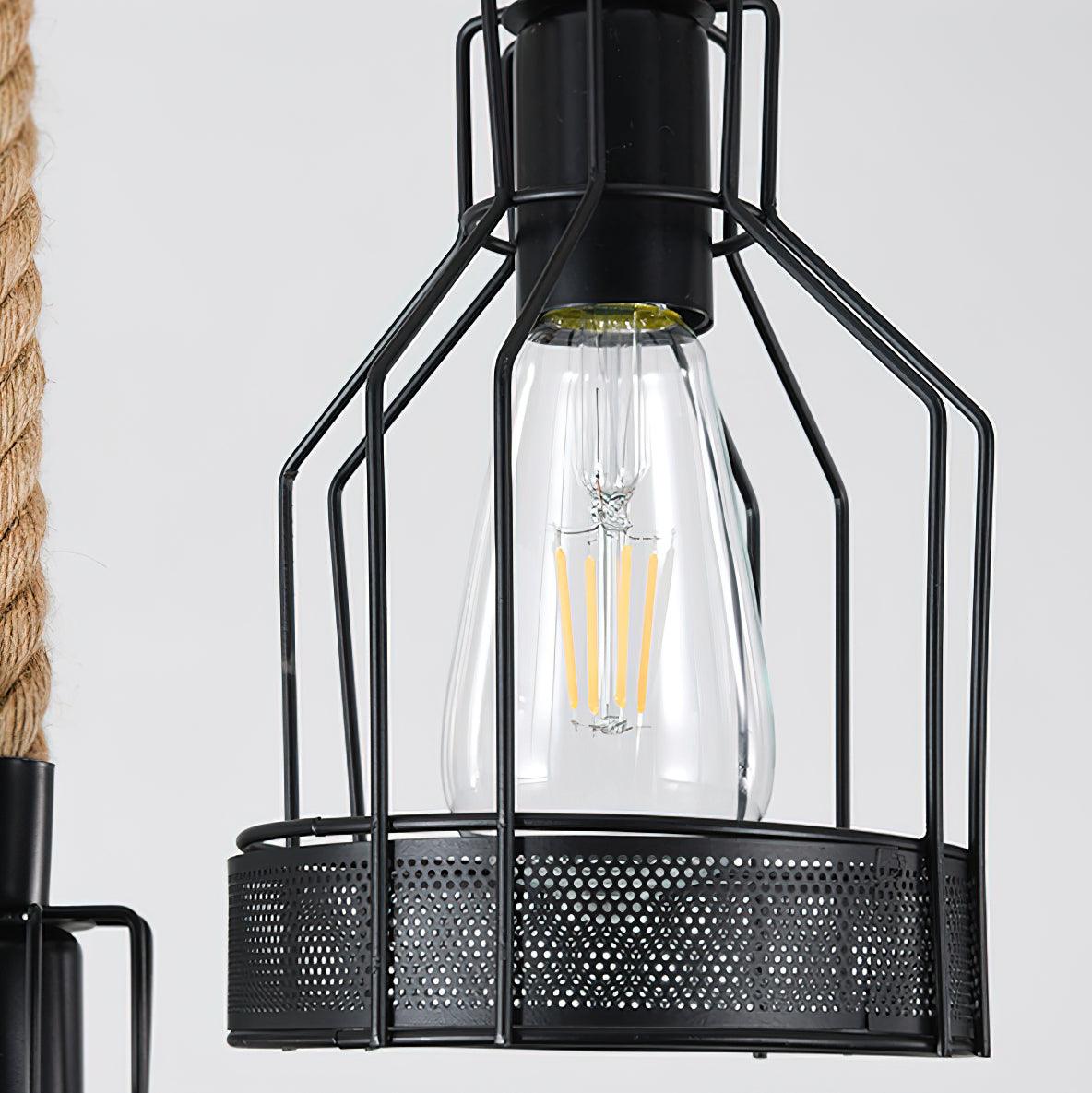 Hemp Rope Industrial Grenade Chandelier Position 7