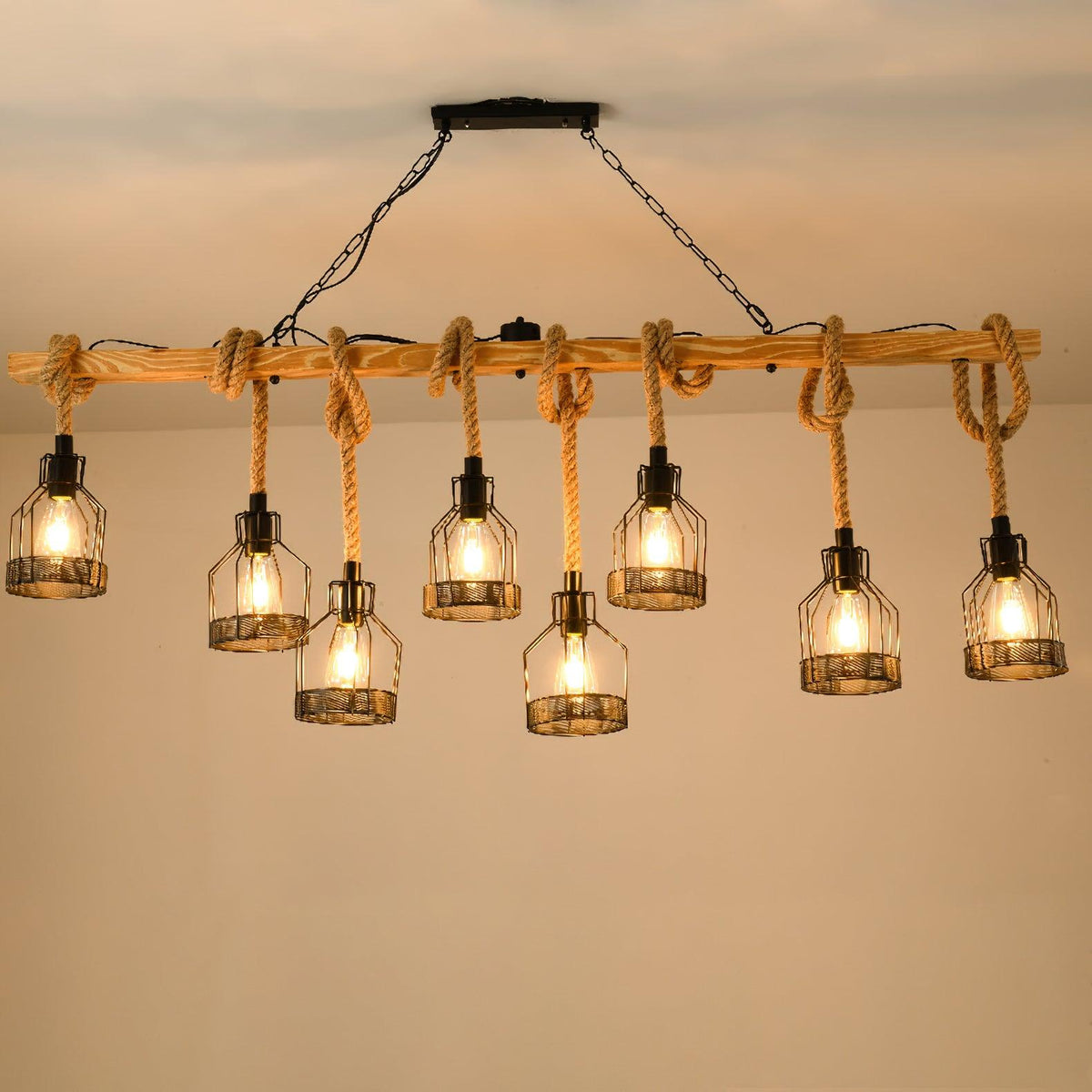 Hemp Rope Industrial Grenade Chandelier Position 10