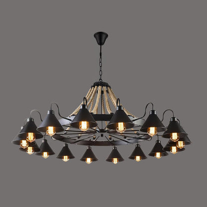 Hemp Rope Industrial Horn Chandelier Position 23