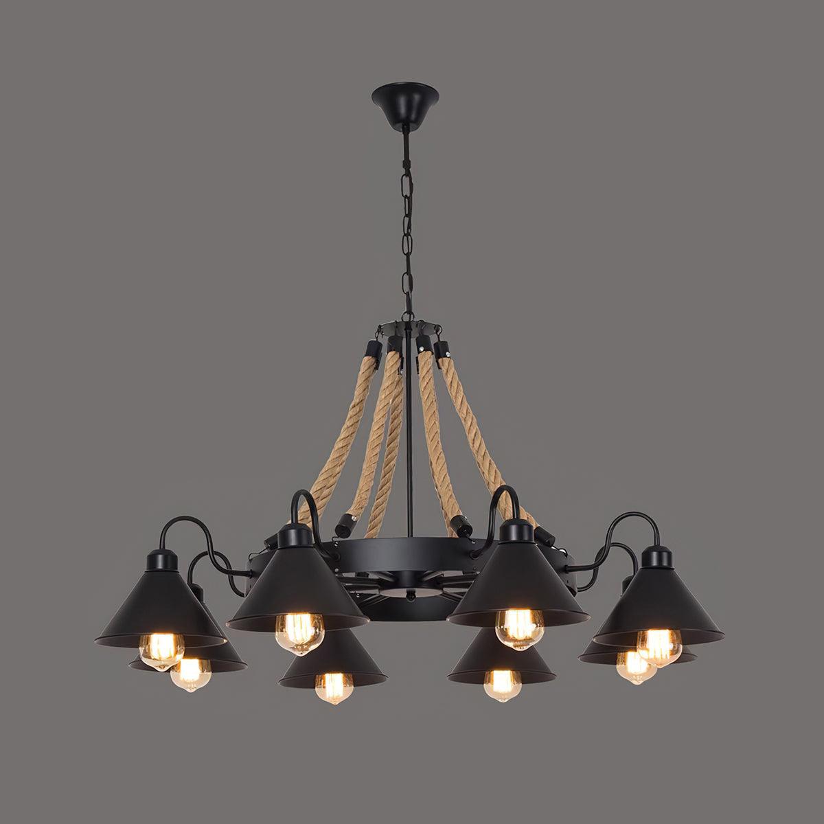 Hemp Rope Industrial Horn Chandelier Position 21