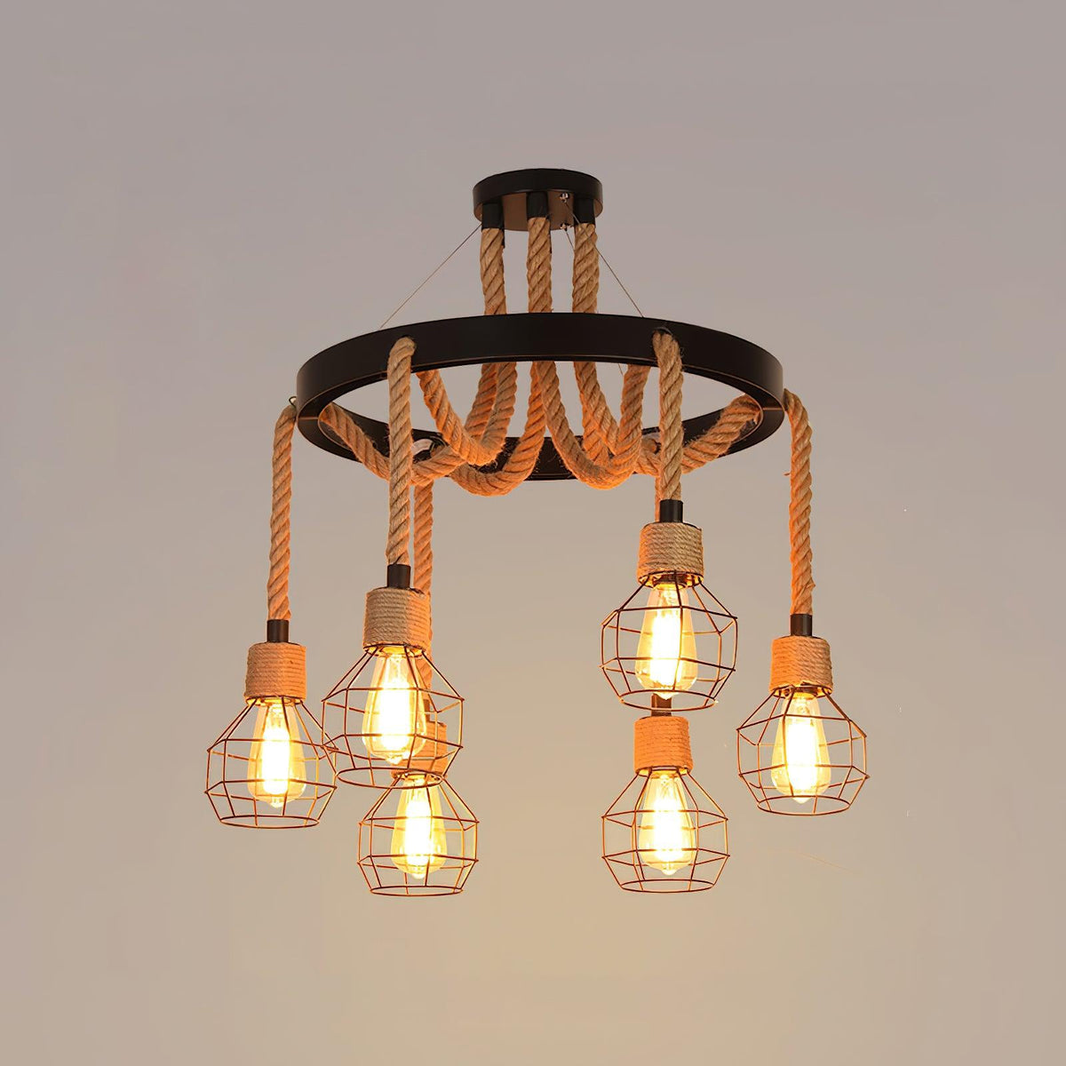 Hemp Rope Industrial Starfall Chandelier Position 30