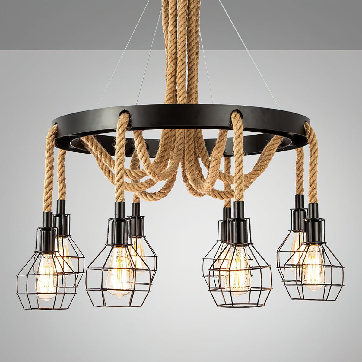 Hemp Rope Industrial Starfall Chandelier Position 23