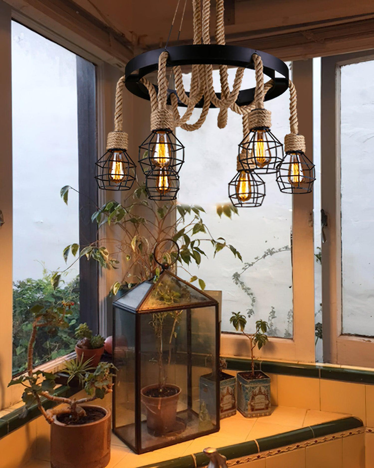 Hemp Rope Industrial Starfall Chandelier Position 16