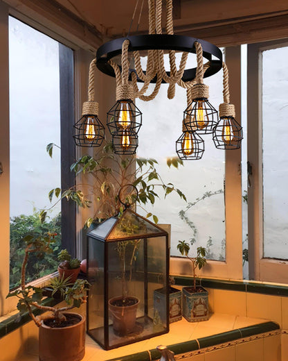 Hemp Rope Industrial Starfall Chandelier Position 16