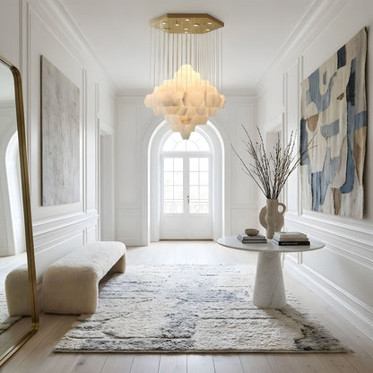Hexa Alabaster Cascade Chandelier - Elegant Design, Adjustable Height