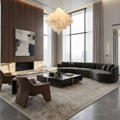 Hexa Alabaster Cascade Chandelier - Elegant Design, Adjustable Height