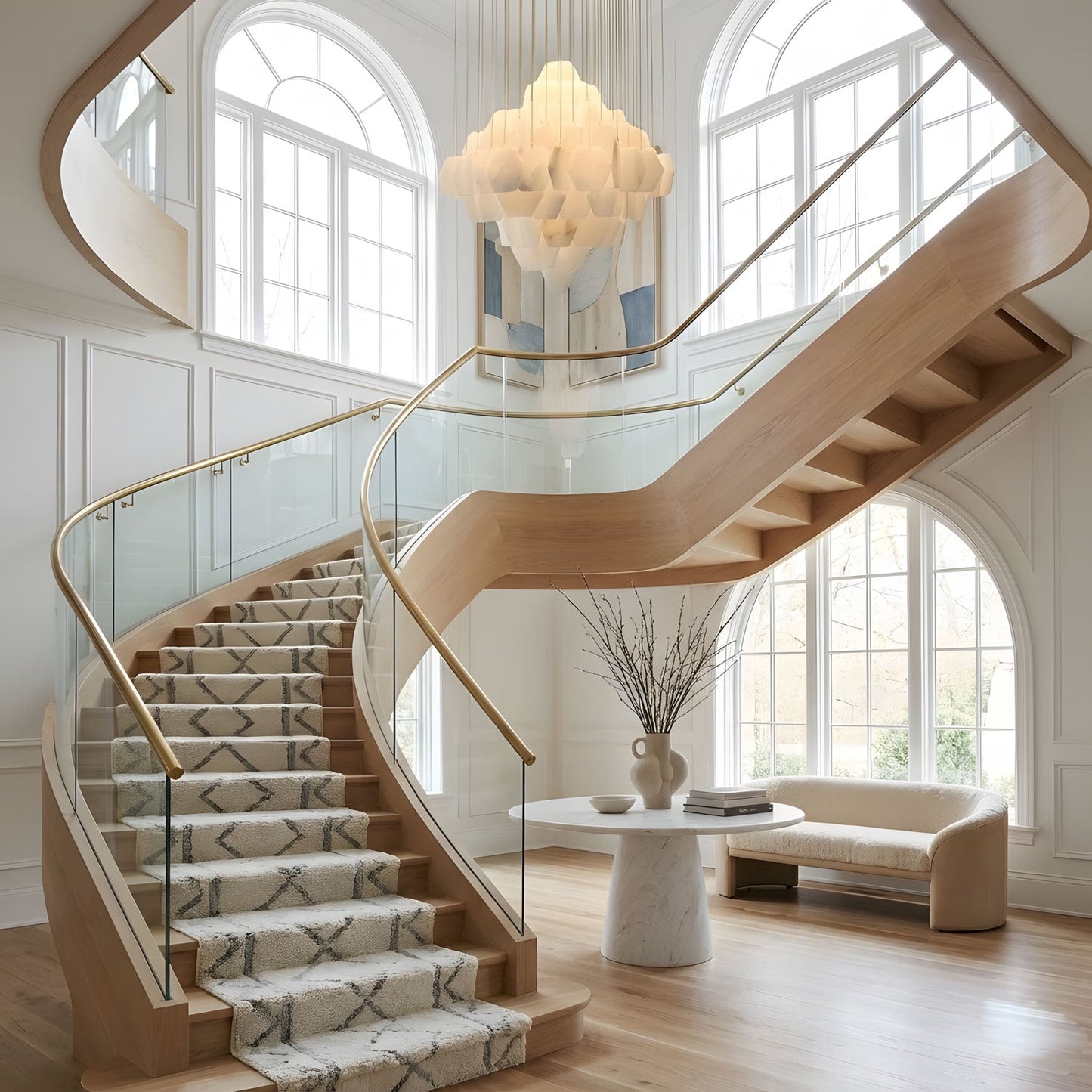 Hexa Alabaster Cascade Chandelier - Elegant Design, Adjustable Height