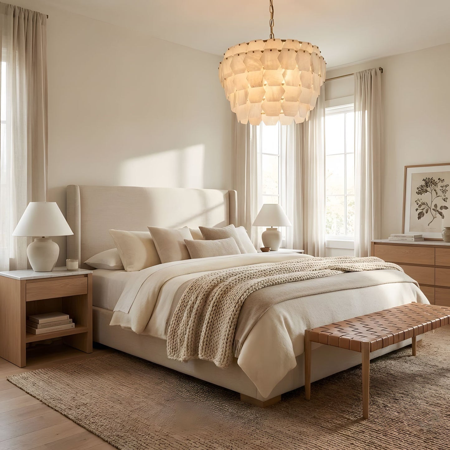 Hexa Cloud Alabaster Pendant Light - Modern Design, Adjustable Height
