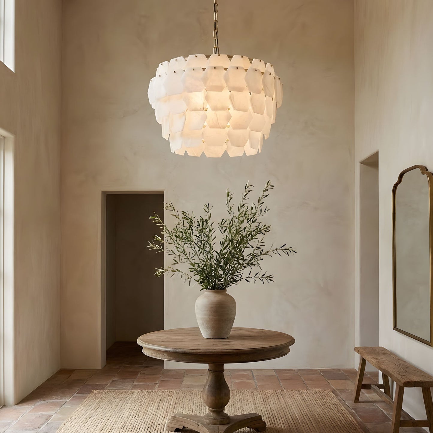 Hexa Cloud Alabaster Pendant Light - Modern Design, Adjustable Height