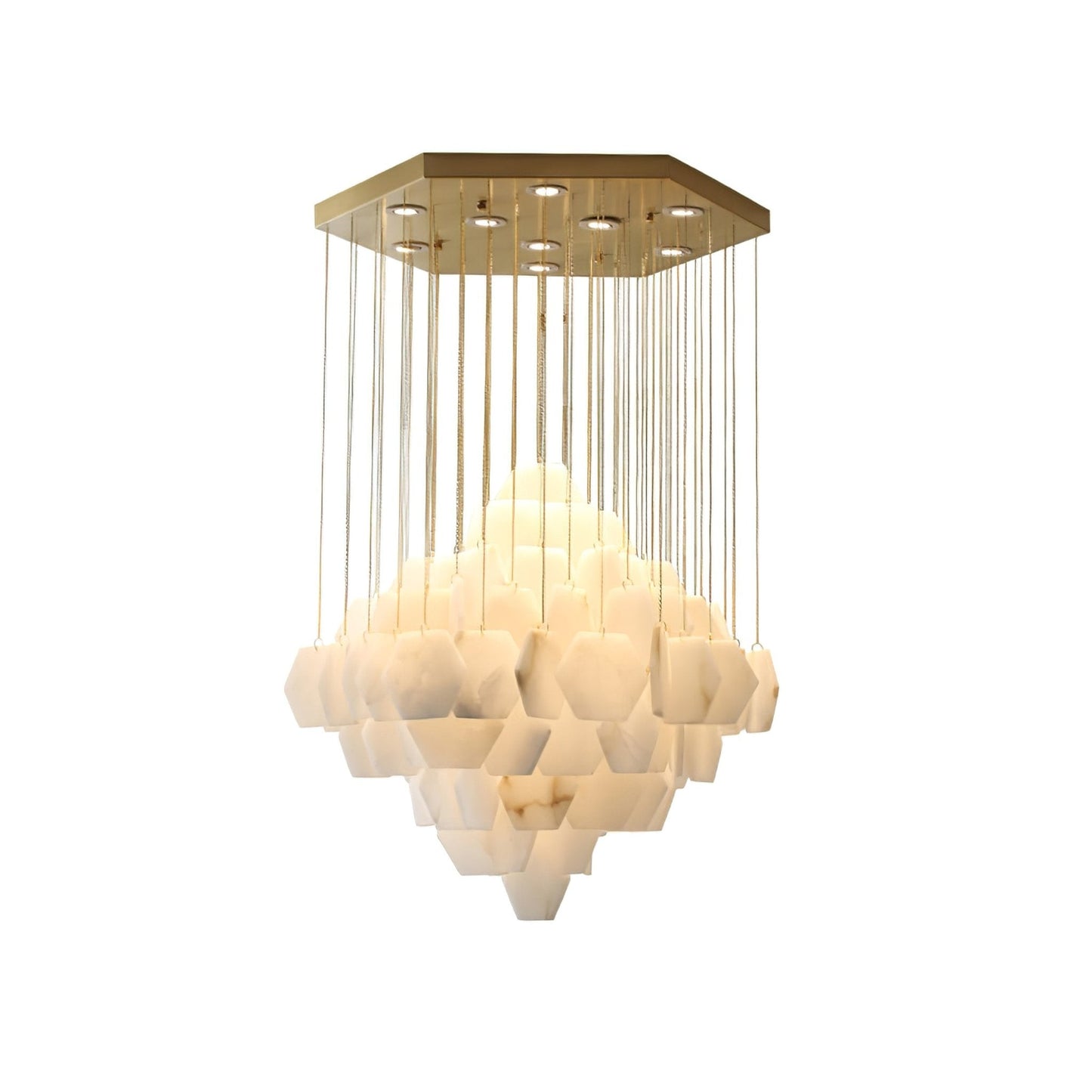 Hexa Alabaster Cascade Chandelier - Elegant Design, Adjustable Height