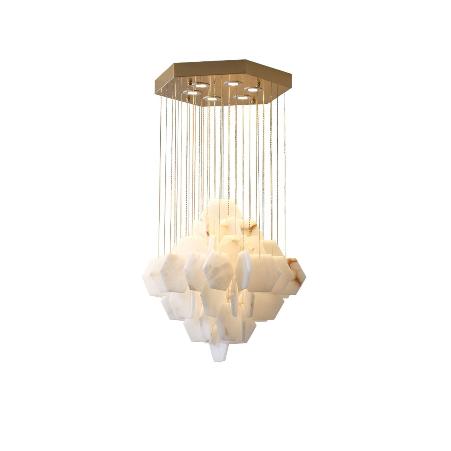 Hexa Alabaster Cascade Chandelier - Elegant Design, Adjustable Height