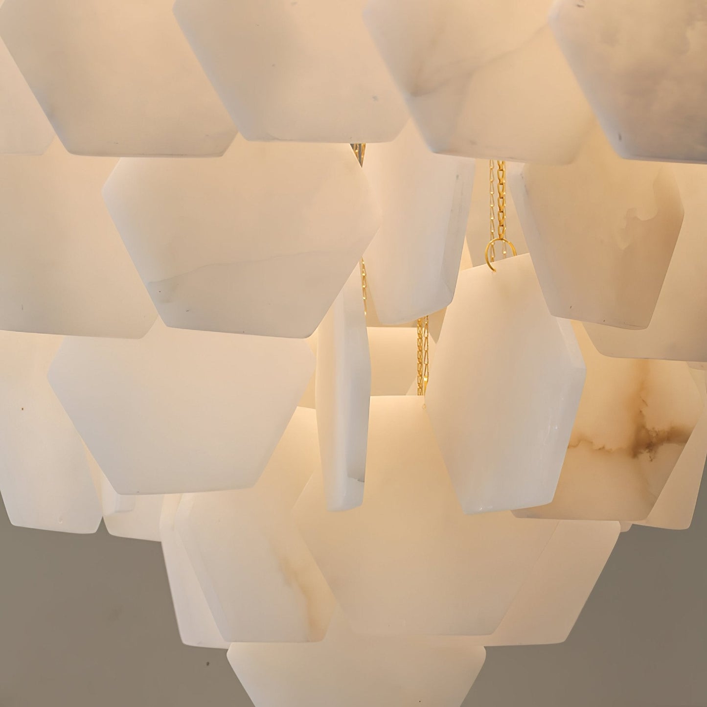 Hexa Alabaster Cascade Chandelier - Elegant Design, Adjustable Height