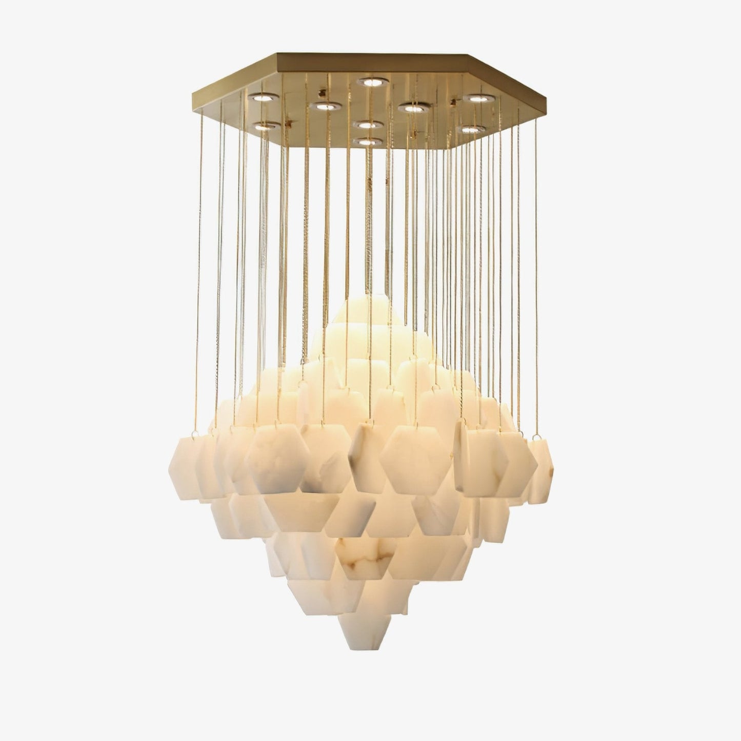 Hexa Alabaster Cascade Chandelier - Elegant Design, Adjustable Height