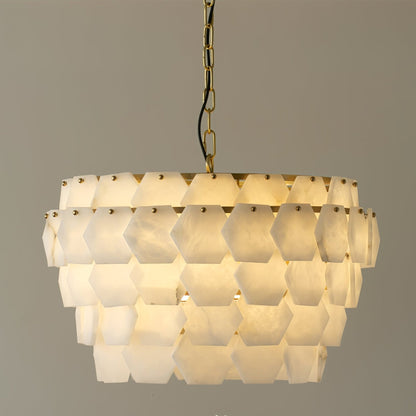 Hexa Cloud Alabaster Pendant Light - Modern Design, Adjustable Height