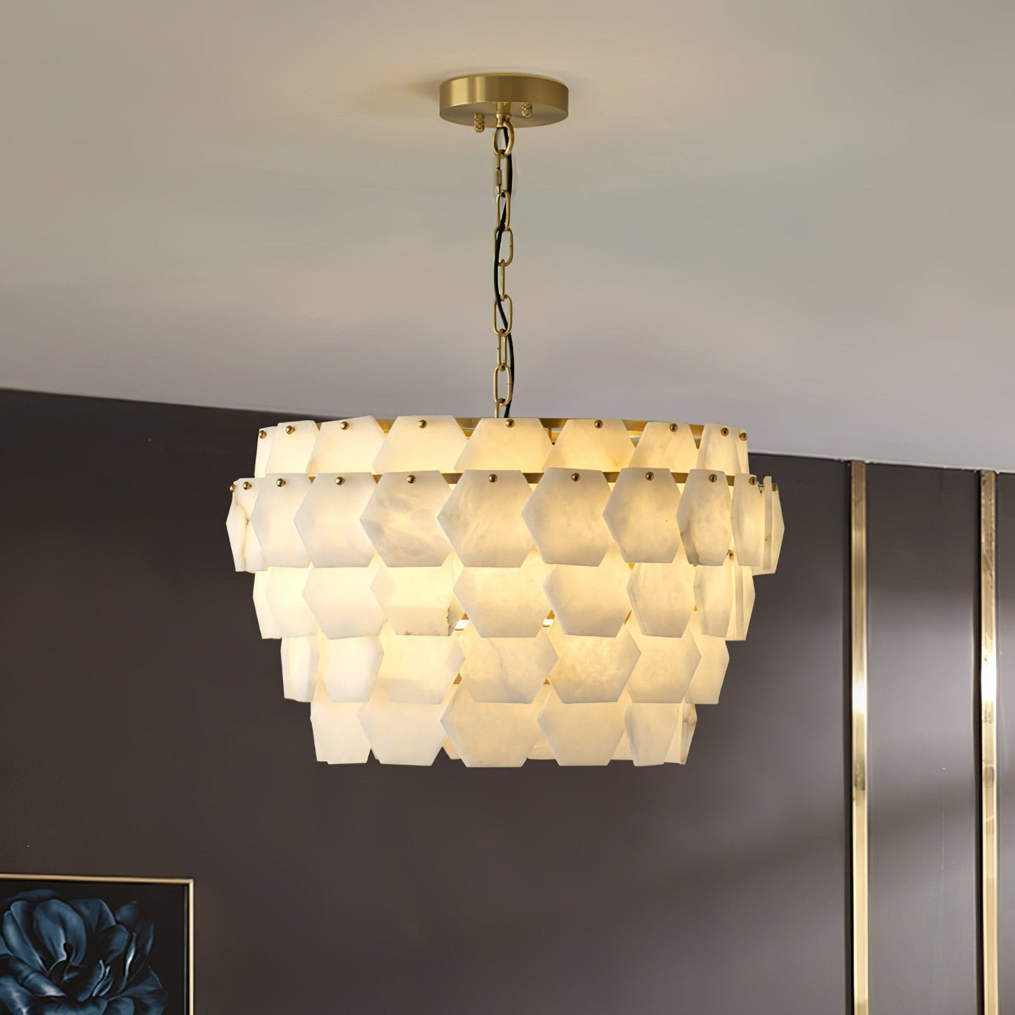Hexa Cloud Alabaster Pendant Light - Modern Design, Adjustable Height