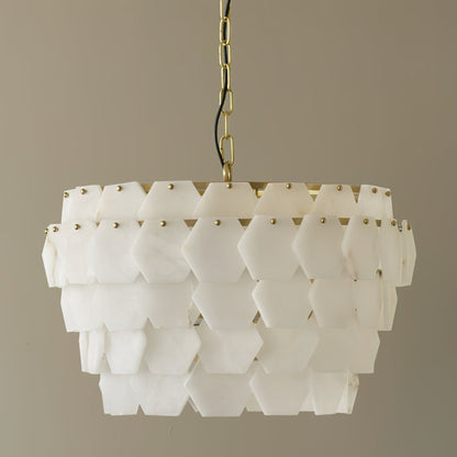 Hexa Cloud Alabaster Pendant Light - Modern Design, Adjustable Height