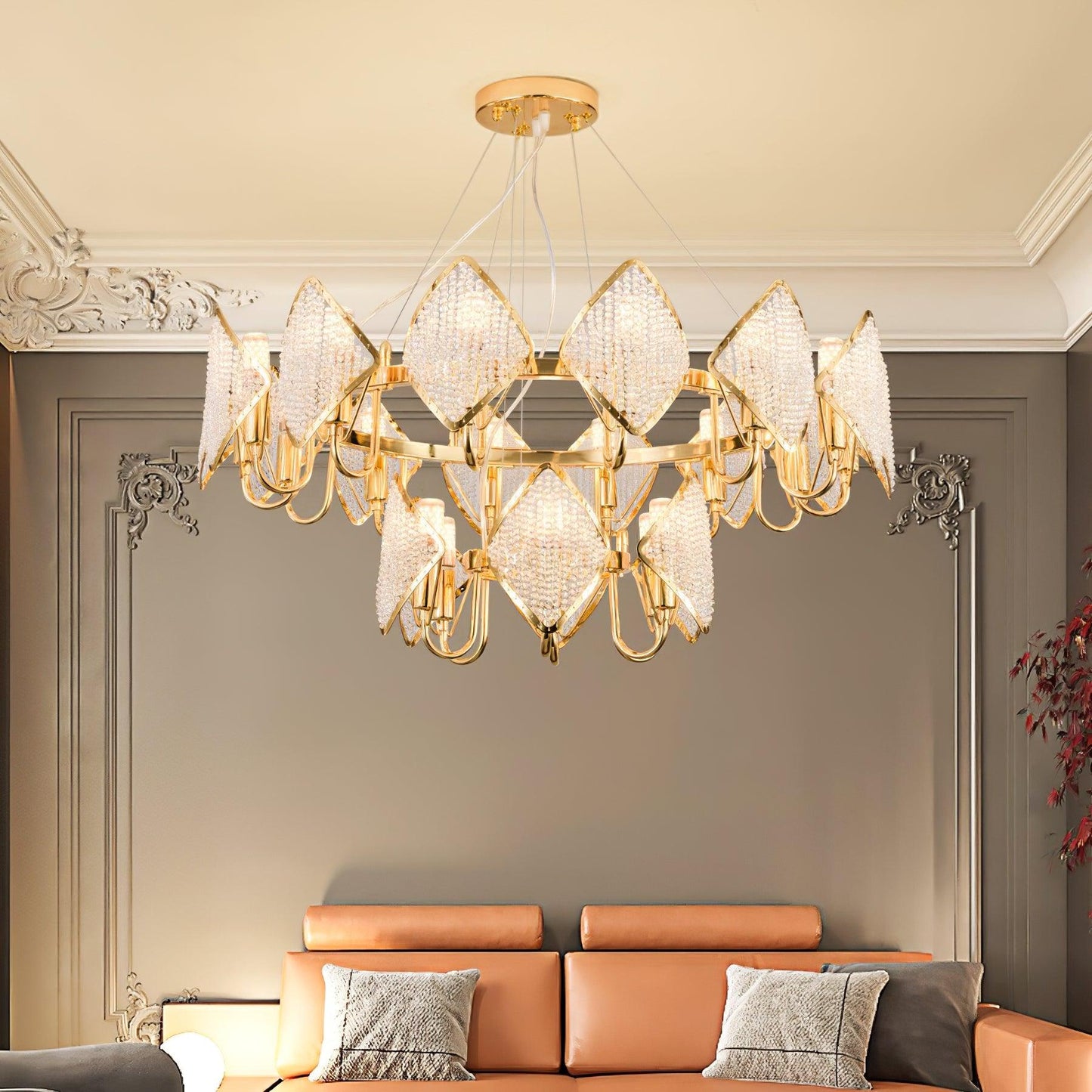 Elegant Holly Chandelier - Crystal Accents & Adjustable Height