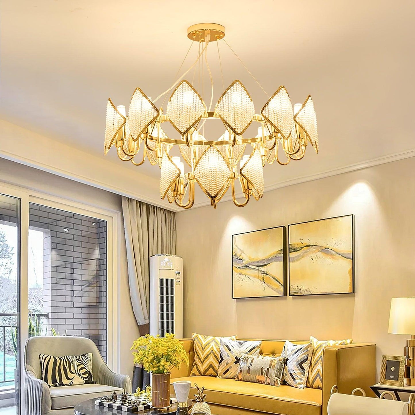 Elegant Holly Chandelier - Crystal Accents & Adjustable Height