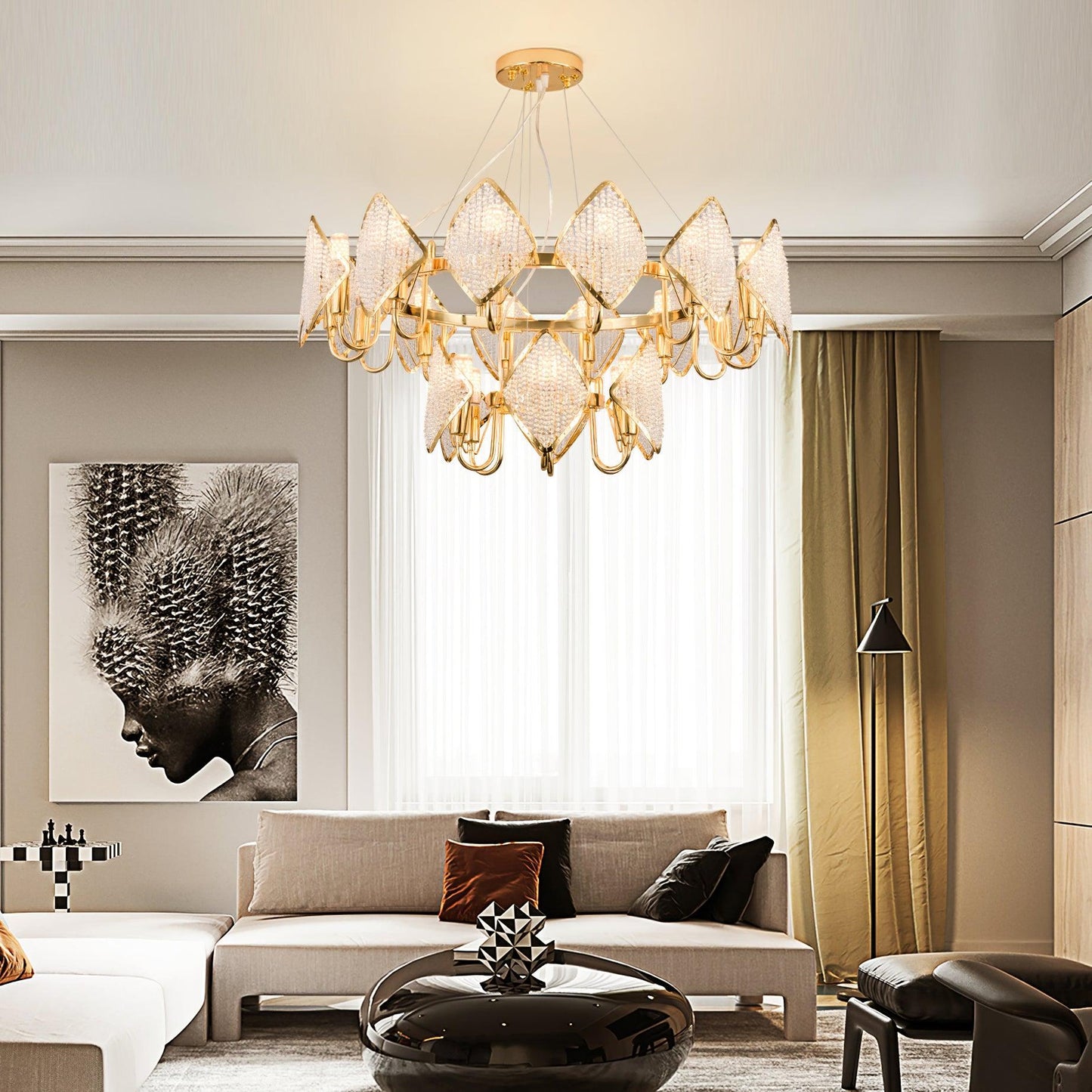 Elegant Holly Chandelier - Crystal Accents & Adjustable Height