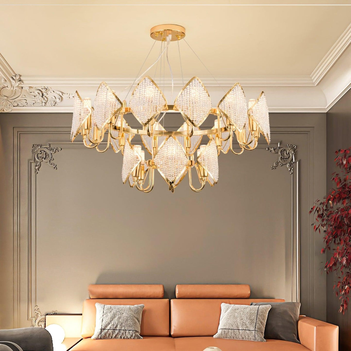 Elegant Holly Chandelier - Crystal Accents & Adjustable Height