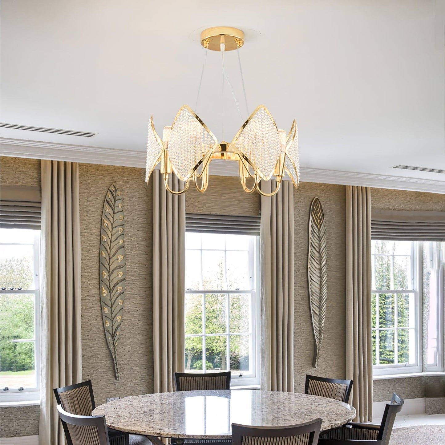 Elegant Holly Chandelier - Crystal Accents & Adjustable Height