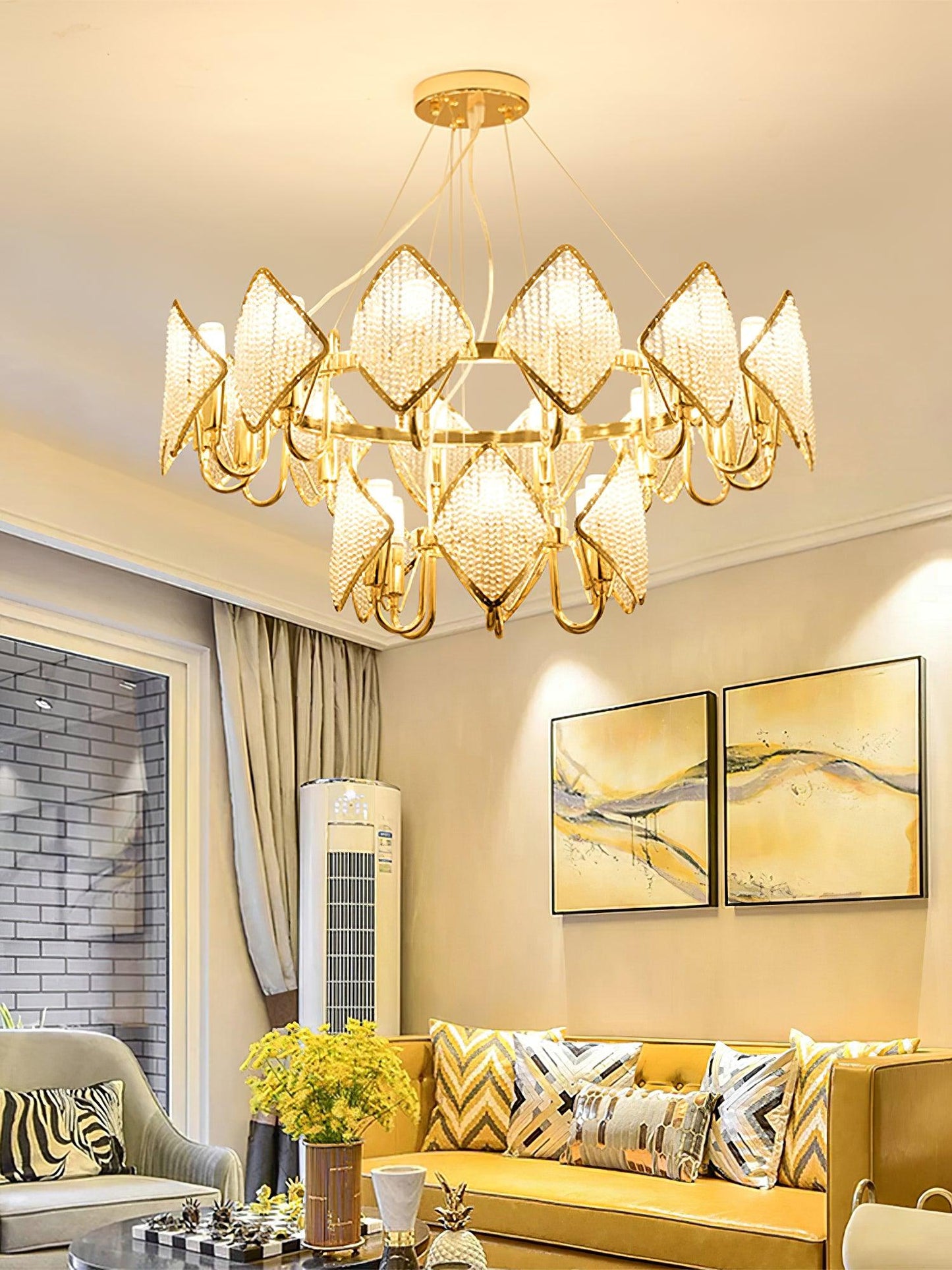 Elegant Holly Chandelier - Crystal Accents & Adjustable Height