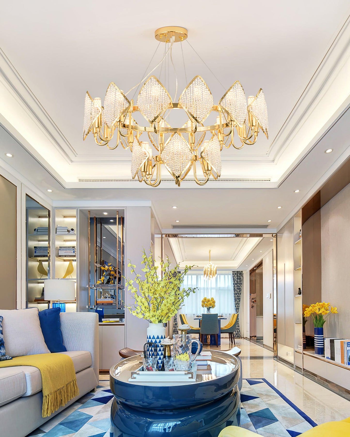 Elegant Holly Chandelier - Crystal Accents & Adjustable Height