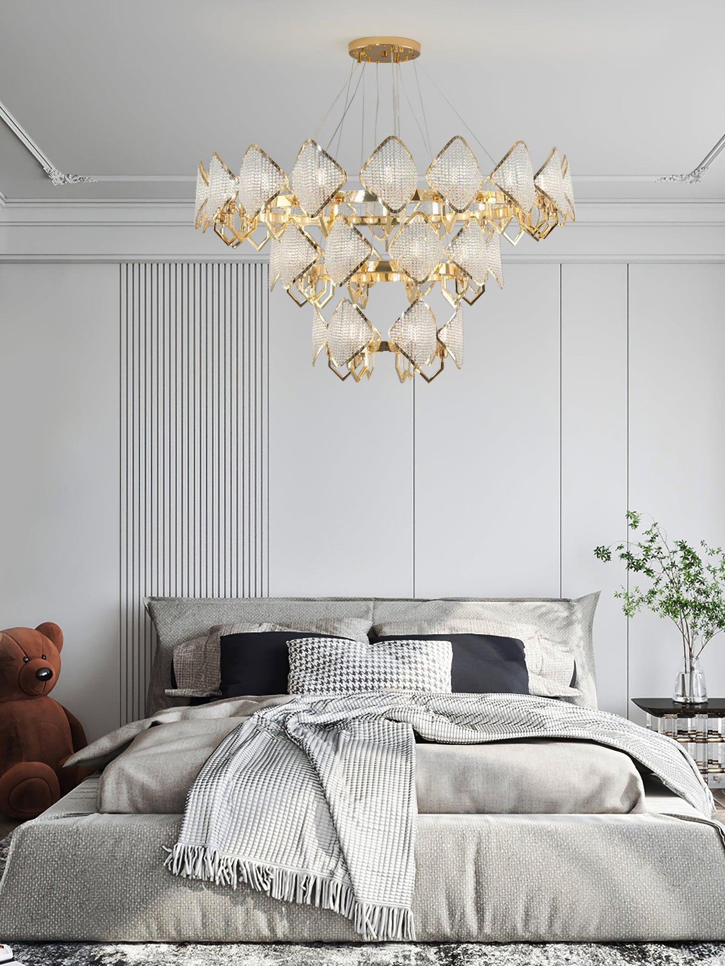 Elegant Holly Chandelier - Crystal Accents & Adjustable Height
