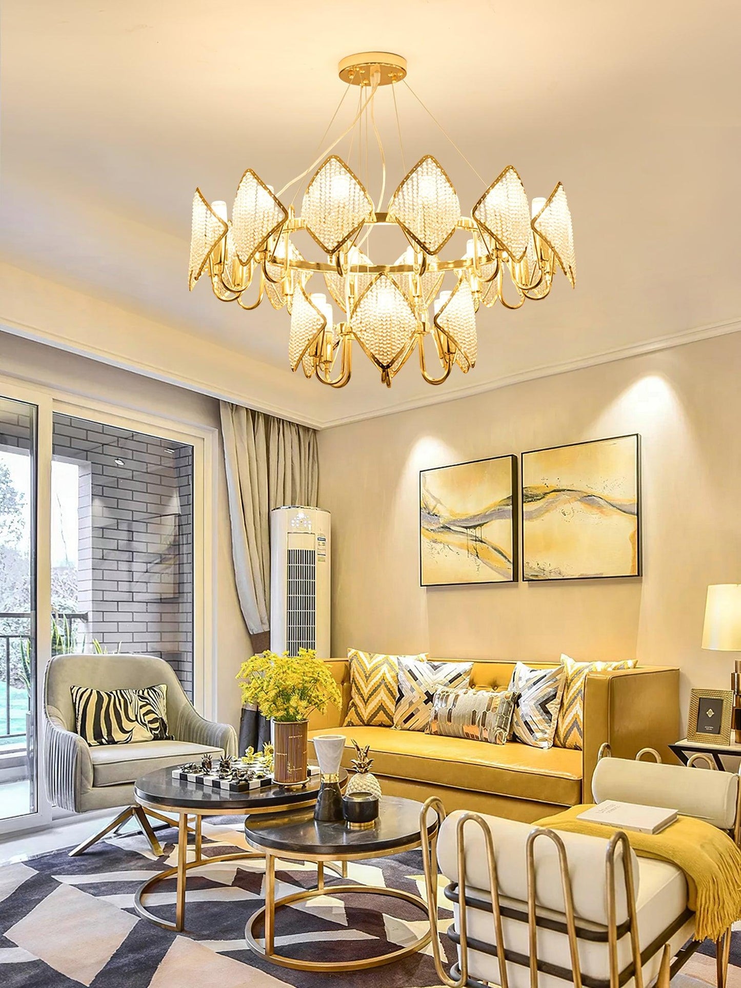 Elegant Holly Chandelier - Crystal Accents & Adjustable Height