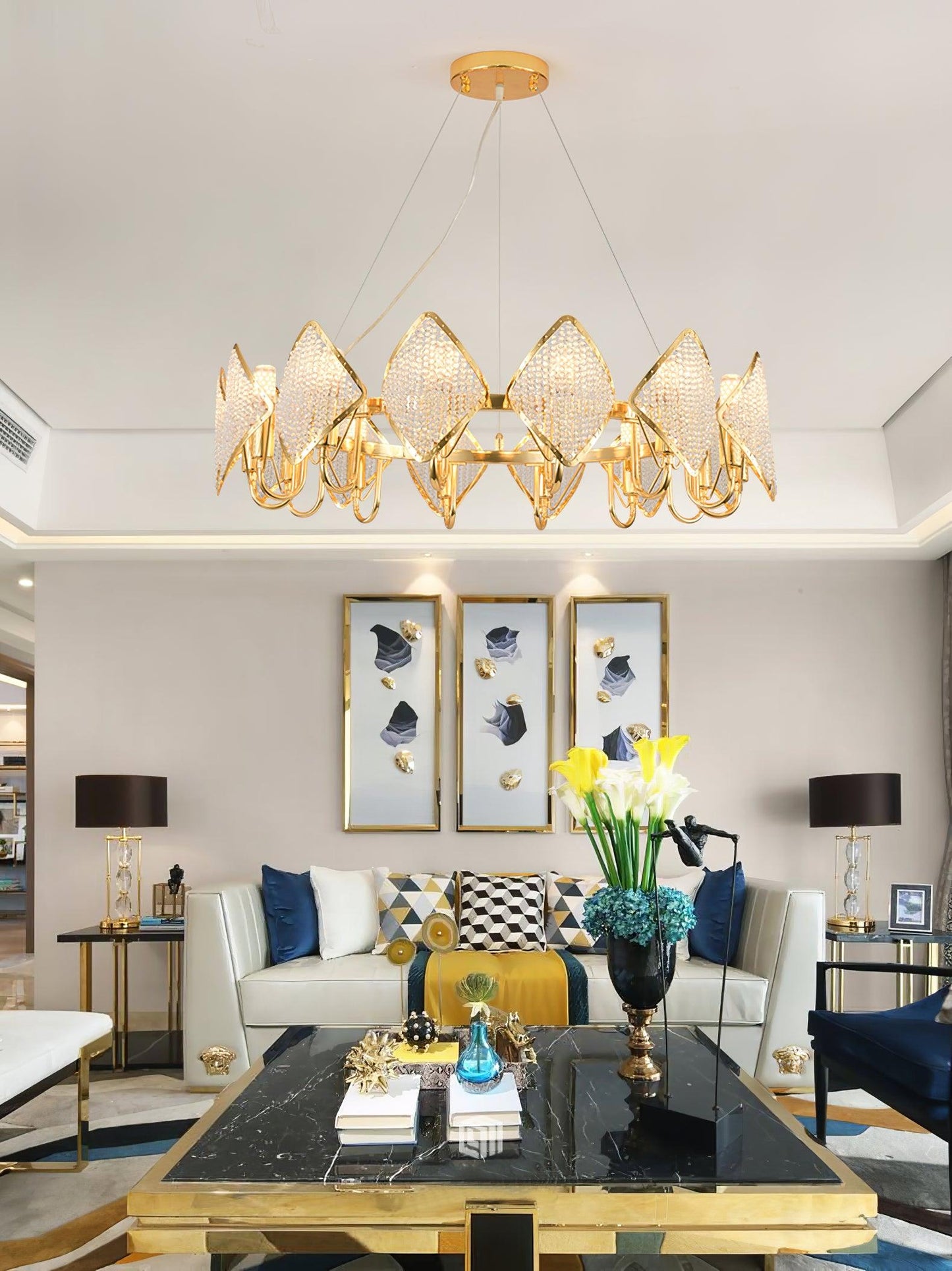 Elegant Holly Chandelier - Crystal Accents & Adjustable Height