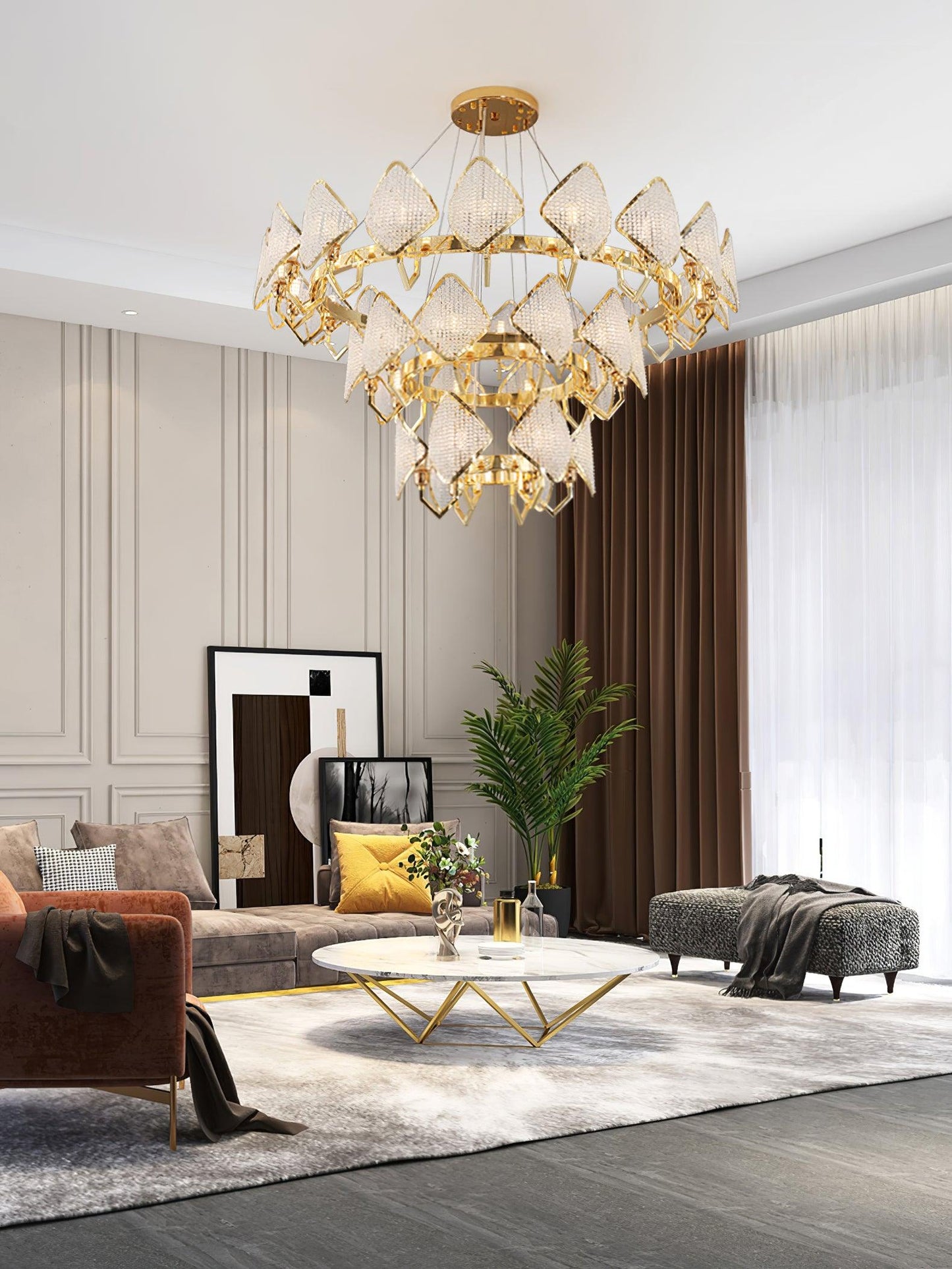 Elegant Holly Chandelier - Crystal Accents & Adjustable Height