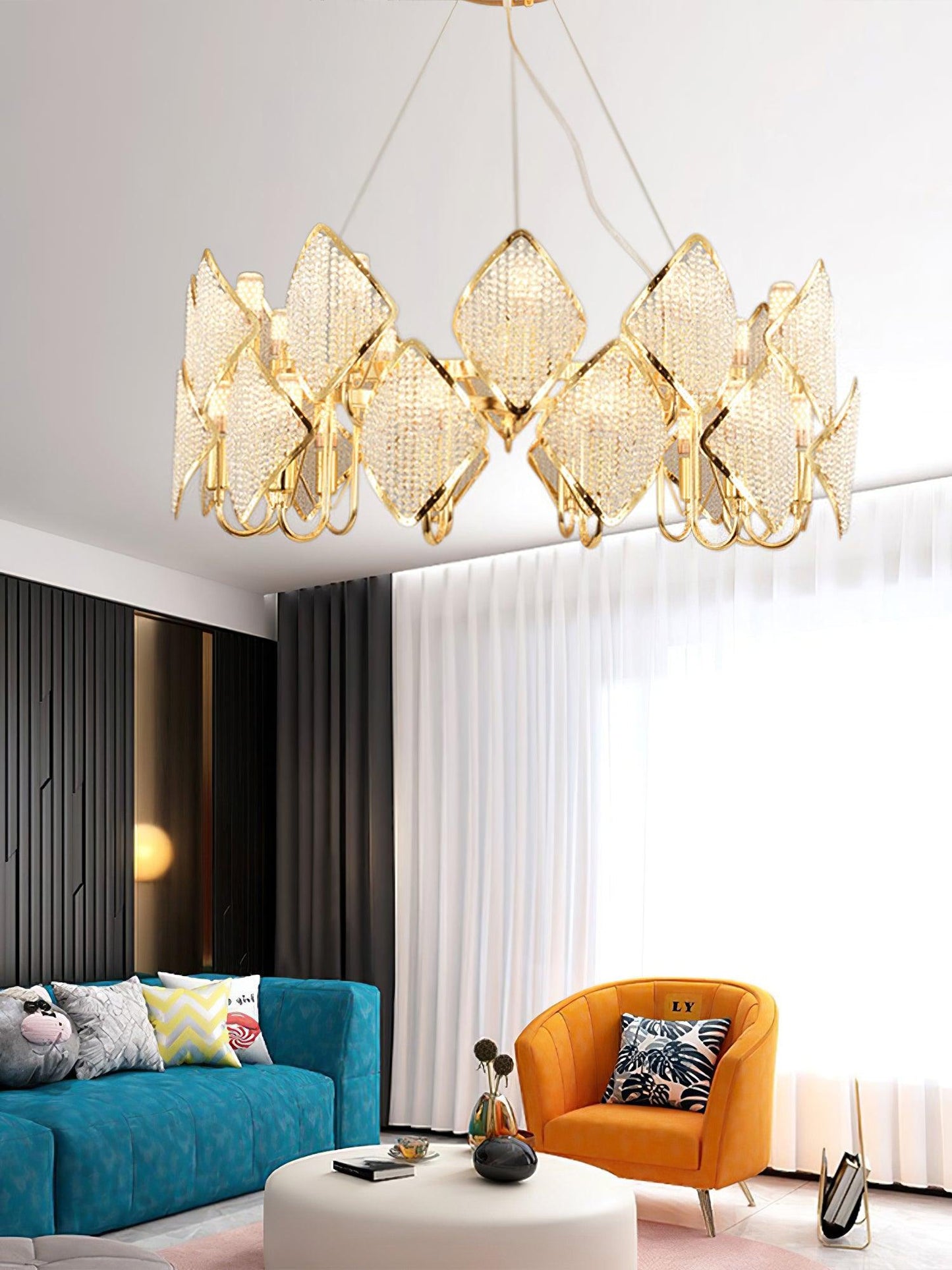 Elegant Holly Chandelier - Crystal Accents & Adjustable Height
