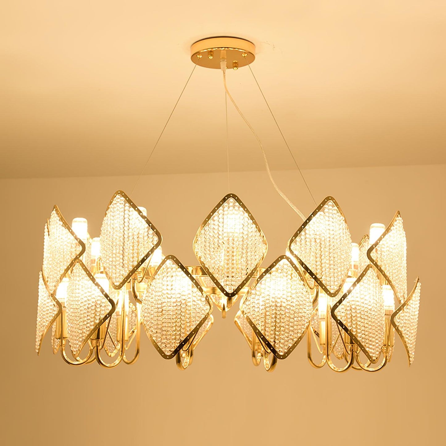 Elegant Holly Chandelier - Crystal Accents & Adjustable Height