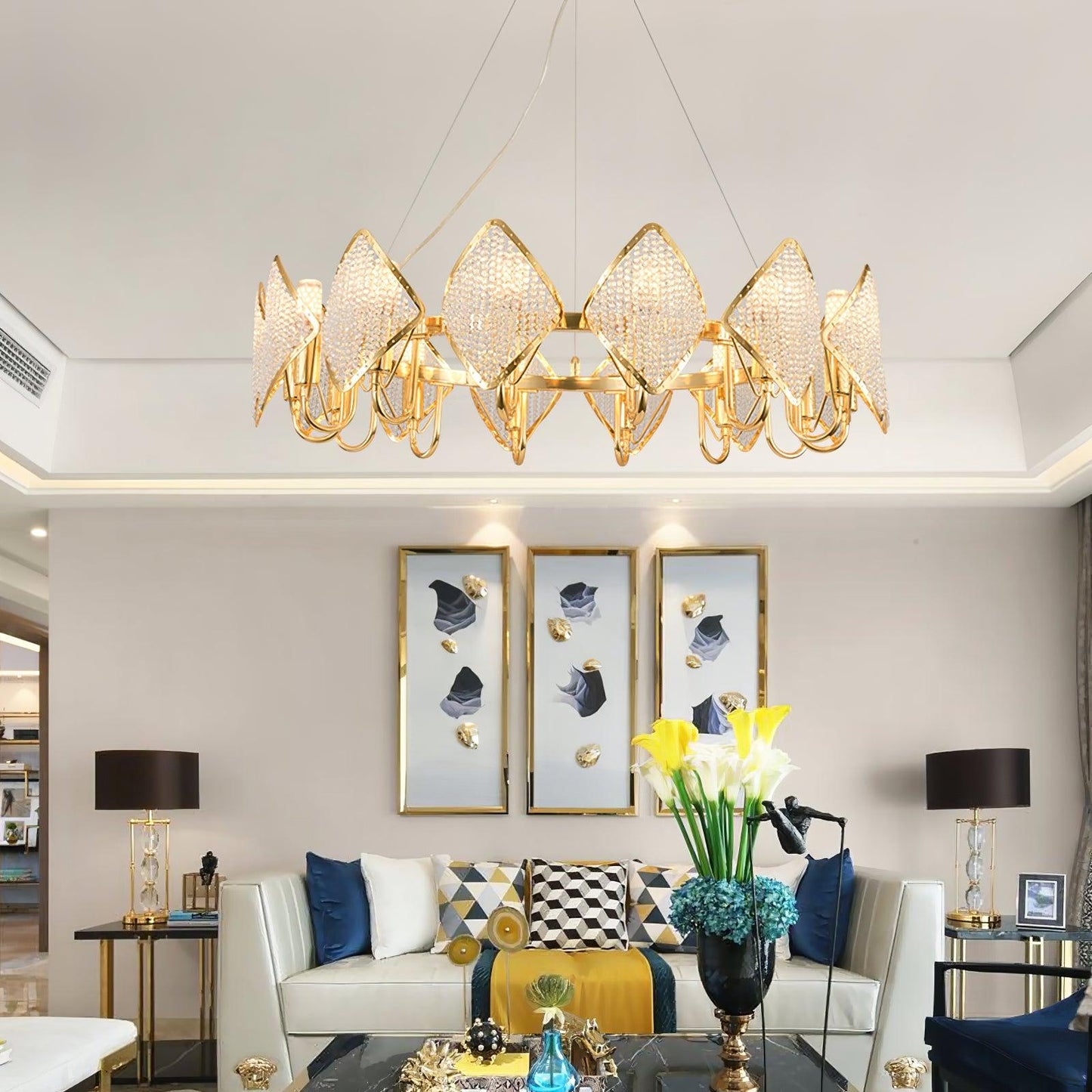 Elegant Holly Chandelier - Crystal Accents & Adjustable Height
