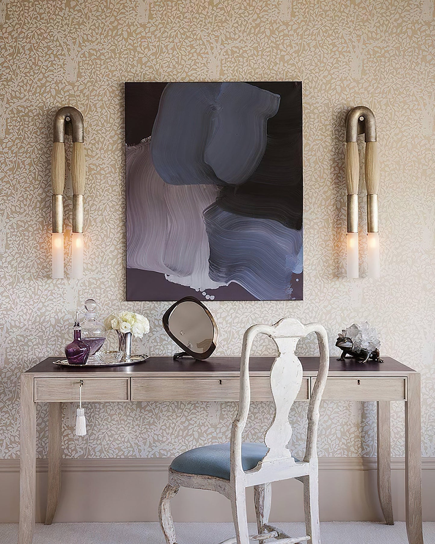 Elegant Horsehair Wall Lamp with Adjustable Light and Unique Design