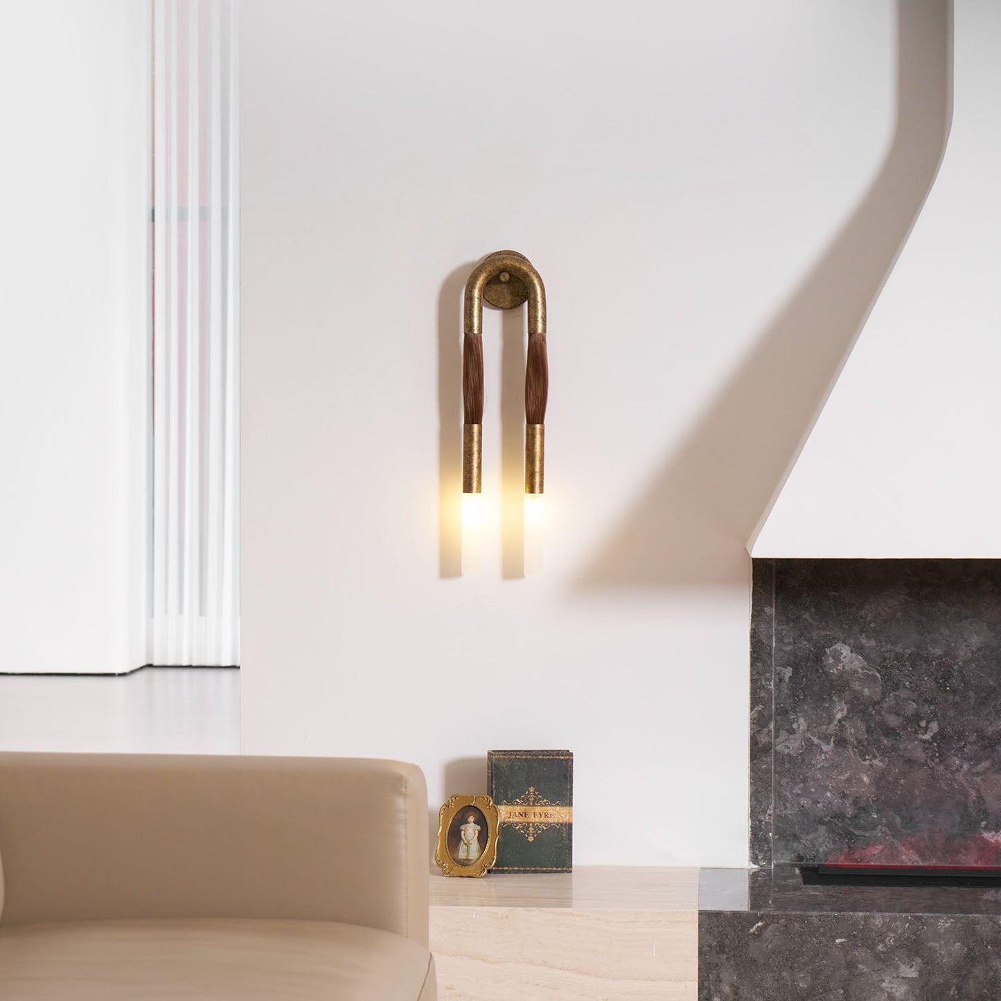 Elegant Horsehair Wall Lamp with Adjustable Light and Unique Design