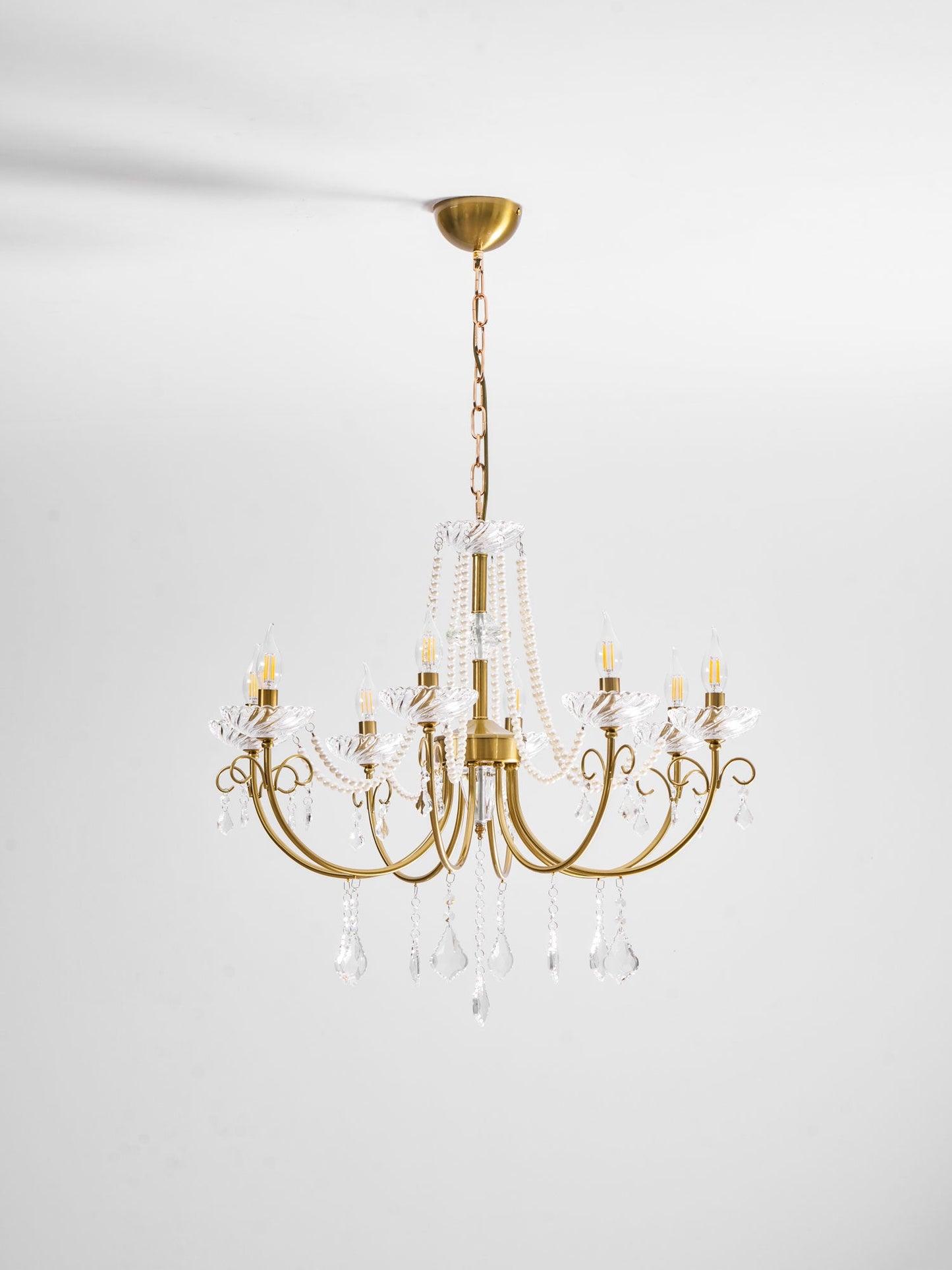 Imperial Pearl Crystal Chandelier - Elegant Design, Adjustable Height