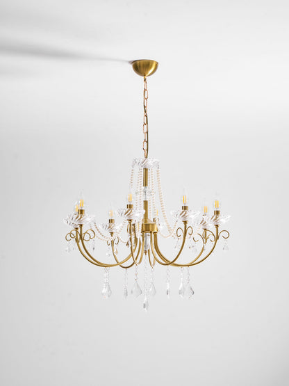 Imperial Pearl Crystal Chandelier - Elegant Design, Adjustable Height
