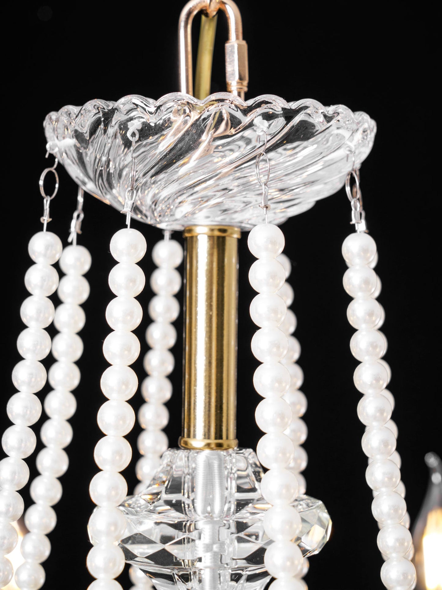 Imperial Pearl Crystal Chandelier - Elegant Design, Adjustable Height
