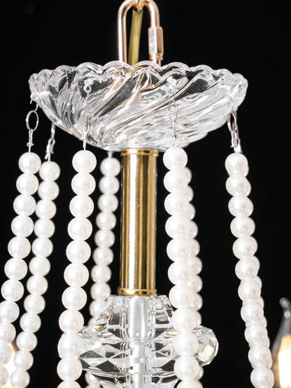 Imperial Pearl Crystal Chandelier - Elegant Design, Adjustable Height