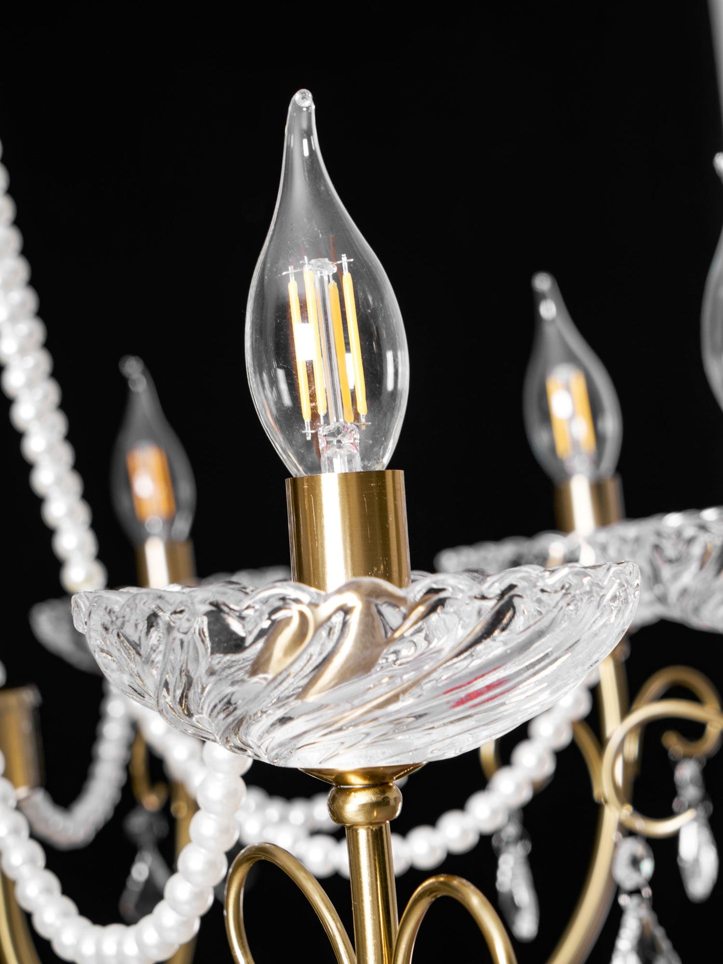 Imperial Pearl Crystal Chandelier - Elegant Design, Adjustable Height