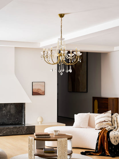 Imperial Pearl Crystal Chandelier - Elegant Design, Adjustable Height