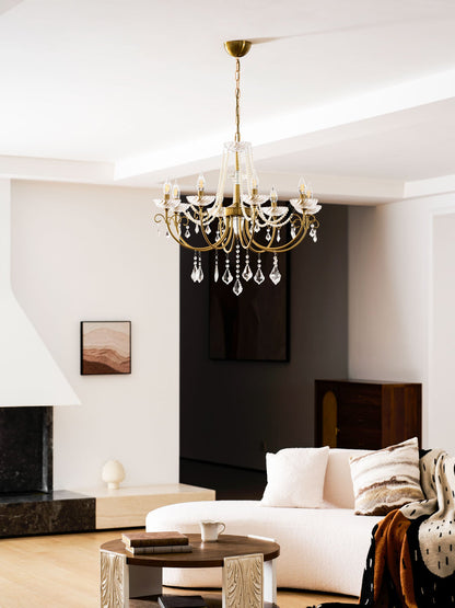 Imperial Pearl Crystal Chandelier - Elegant Design, Adjustable Height